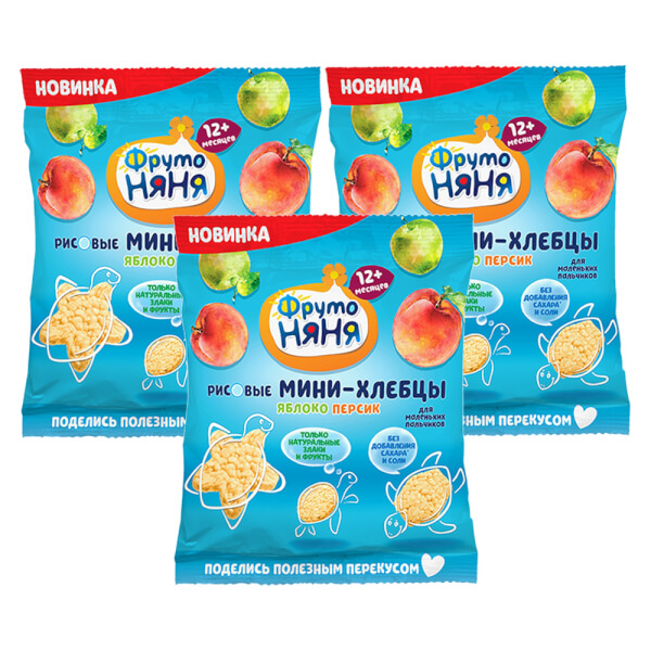 banh-gao-an-dam-vi-tao-dao-fruto-nyanya-30g Combo 3 Bánh gạo ăn dặm vị táo, đào Fruto Nyanya (30g)