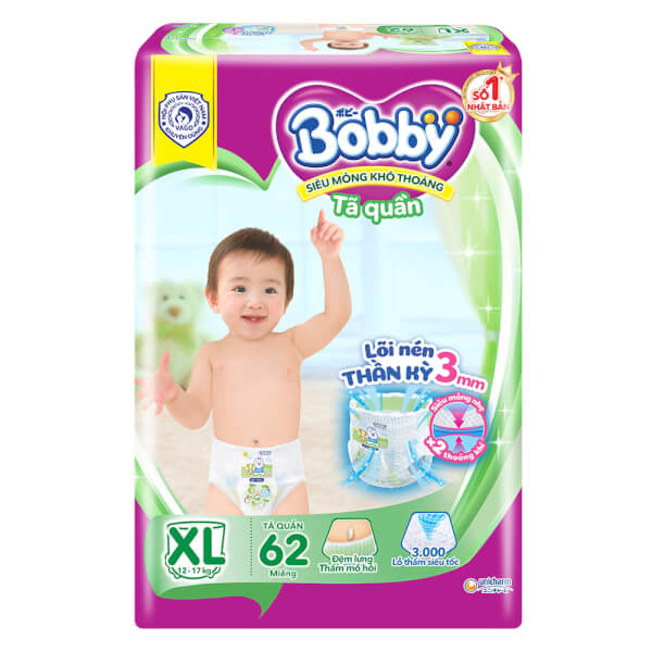 bim-ta-quan-bobby-xl-62-mieng Bỉm tã quần Bobby size XL 62 miếng (12-17kg)
