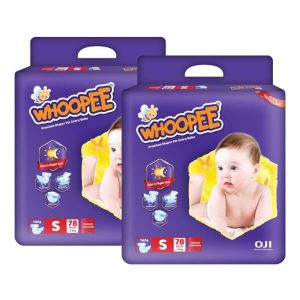 Combo 2 gói Bỉm tã dán Whoopee size S 78 miếng (3-6kg)